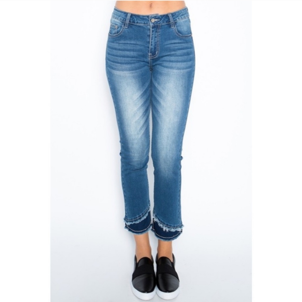 BBA Layered Asymmetrical Hem Jeans